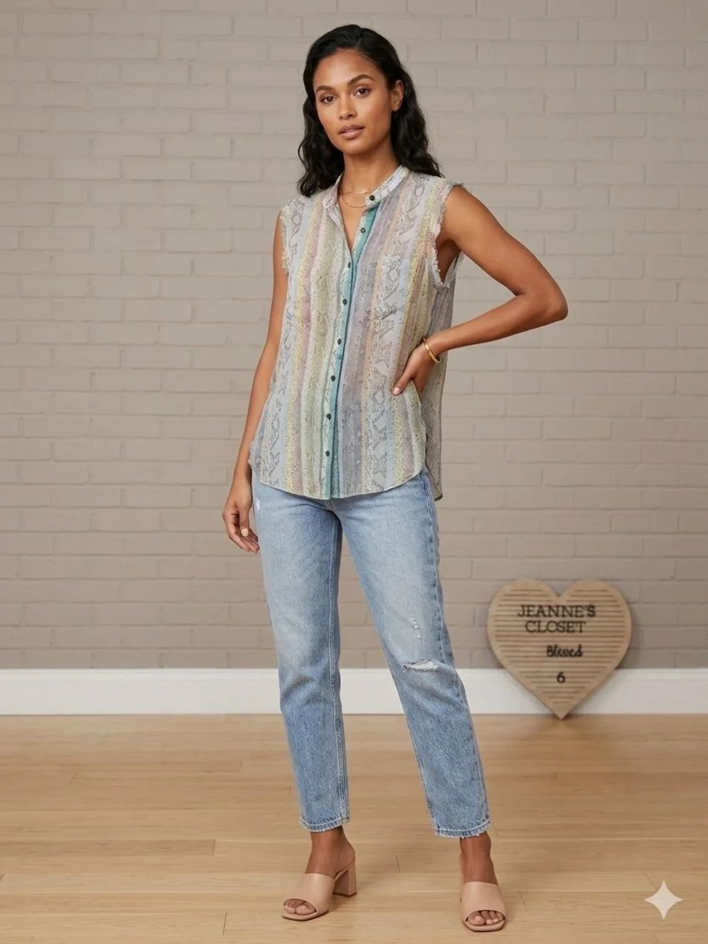 Equipment Femme 100% Silk Snakeskin Print Sleeveless Top, Small